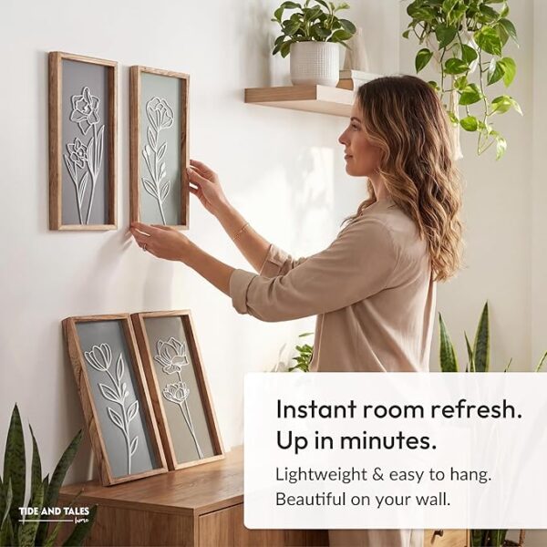 boho bathroom wall art wooden floral design decor