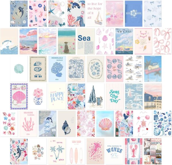 coastal granddaughter room decor wall collage kit 50pcs