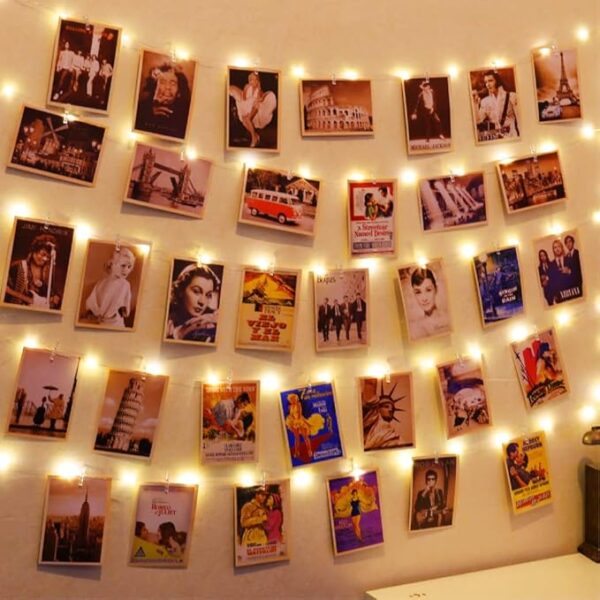 fairy string lights with photo clips 120 LED bedroom decor
