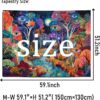 Fantasy nature landscape tapestry with vibrant colors and trippy art style