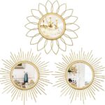 gold sunburst wall mirror set of 3 decor