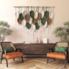 handmade macrame wall art with leaf and tassel design