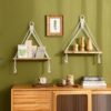 white boho shelf for plants and decoration