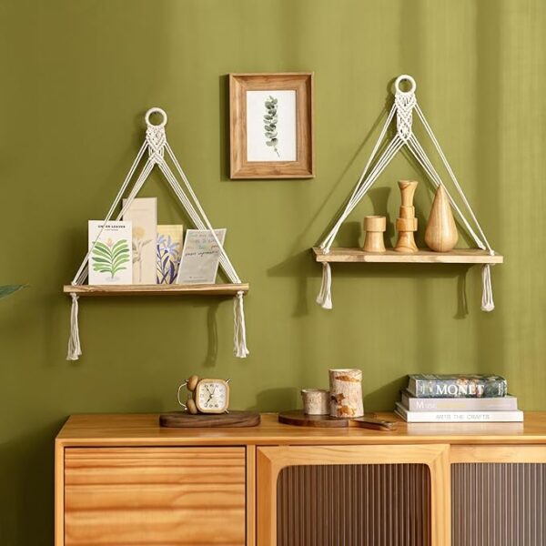 white boho shelf for plants and decoration