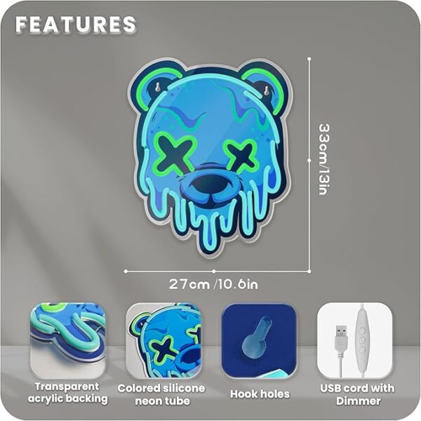 anime neon sign ice bear LED glowing wall decoration