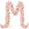 light pink cherry blossom garland for soft aesthetic wall decor