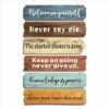 Room Flowy multi-color distressed wood inspirational wall art with teal brown and mint green farmhouse finish