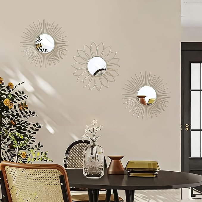 modern silver wall mirrors decorative set