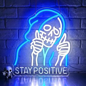stay positive neon sign skeleton LED wall decor for bar