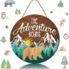 the adventure begins wooden hanging sign 12x12 nursery decor