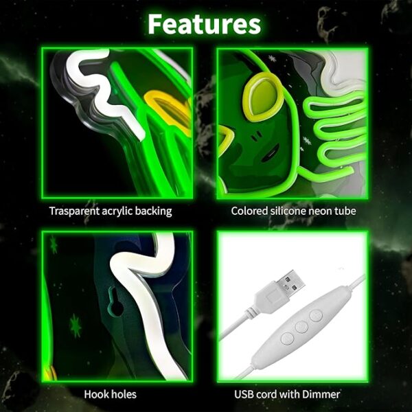 USB powered alien neon sign dimmable brightness