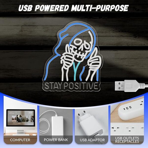 halloween skeleton neon sign USB powered wall light