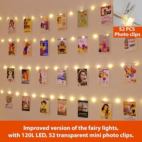 warm white LED photo clip lights aesthetic wall decoration