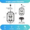 8 light black chandelier for foyer and high ceiling spaces