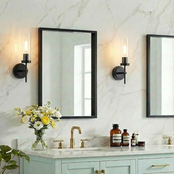 black bathroom vanity wall lights set of two modern design