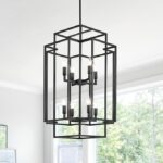 modern black chandelier for high ceilings with 8 light lantern design