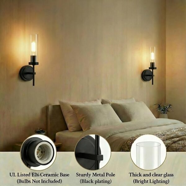 modern black wall sconce lighting fixture for bedroom and hallway