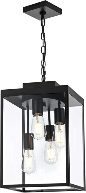 black outdoor pendant lights 4 light hanging lantern for porch entryway