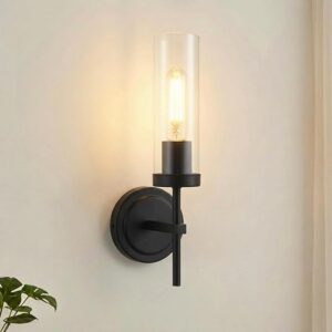 black wall mounted sconce lights for hallway and stairs lighting