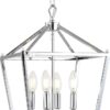 chrome lantern pendant light farmhouse metal cage ceiling fixture