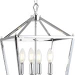 chrome lantern pendant light farmhouse metal cage ceiling fixture
