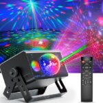 3 in 1 DJ disco party lights with sound activated LED strobe projector