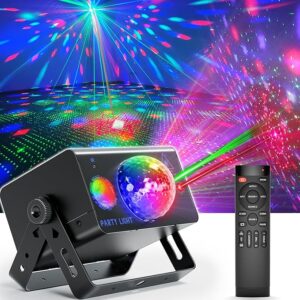 3 in 1 DJ disco party lights with sound activated LED strobe projector