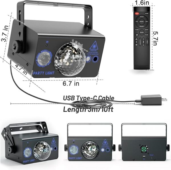 DJ party light with strobe and pattern projection for events