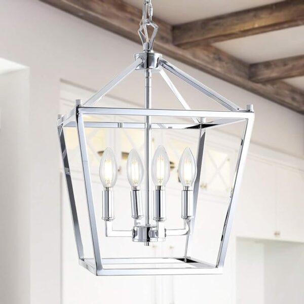 modern chrome hanging light for kitchen island with LED bulb