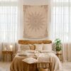 Flaxen floral tapestry with bohemian bedroom styling