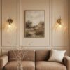gold wall light set with glass lampshade for indoor home lighting