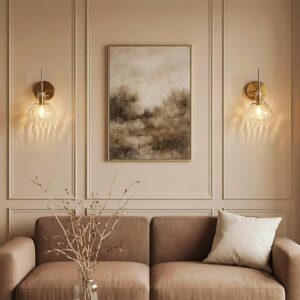 gold wall light set with glass lampshade for indoor home lighting
