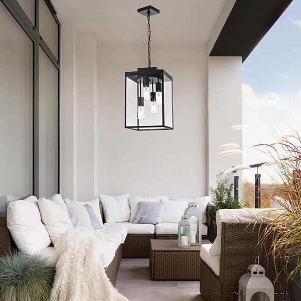 industrial black exterior lantern pendant light for front door lighting