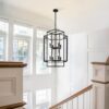 large black farmhouse chandelier for entryway and staircase lighting