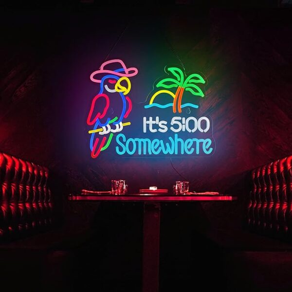 Funny 5 o’clock somewhere LED neon light for beer lovers