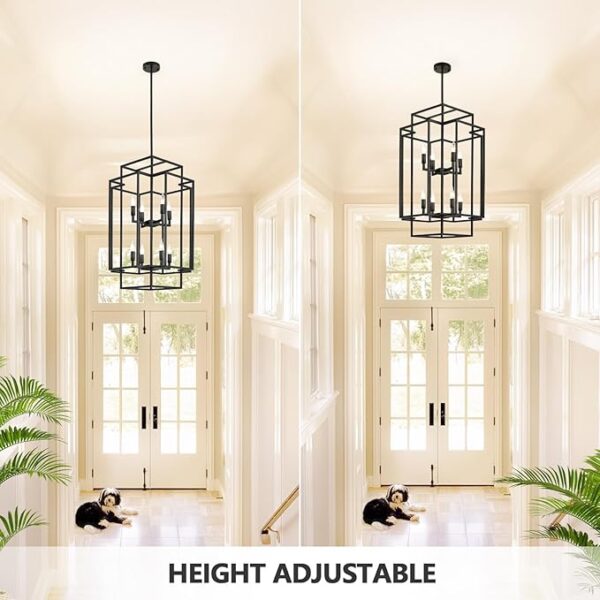 modern black geometric chandelier for large room lighting