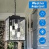 modern black porch pendant light with glass panels outdoor fixture