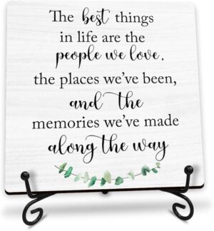 Motivational quote wooden sign with farmhouse greenery design