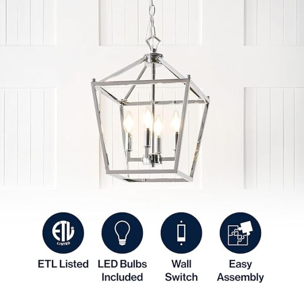 chrome farmhouse pendant light fixture for kitchen and hallway