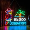Parrot 5 o’clock somewhere neon sign for home bar wall decor