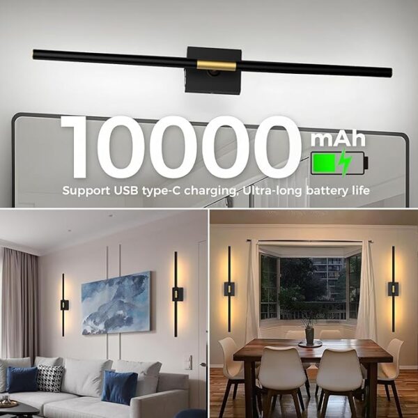 rechargeable black wall lights with remote for indoor home decor