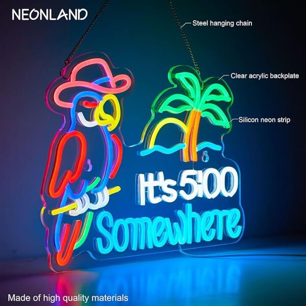Dimmable LED beer neon sign with tropical parrot design